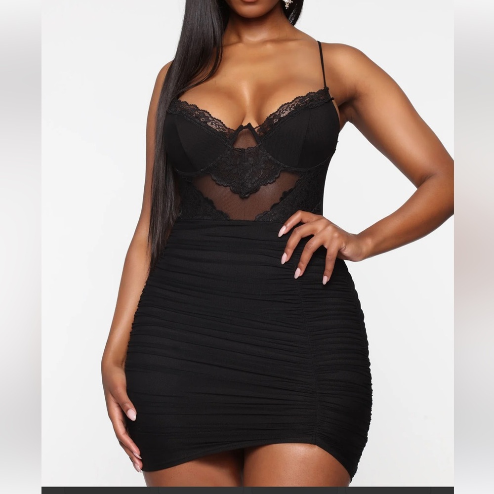 Fashion Nova “Personal Spotlight” Ruched Mini Dress - Black 1X